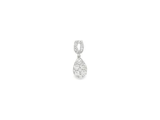 18K White Gold Pear-Shaped Pendant with Natural Diamonds in Halo Setting